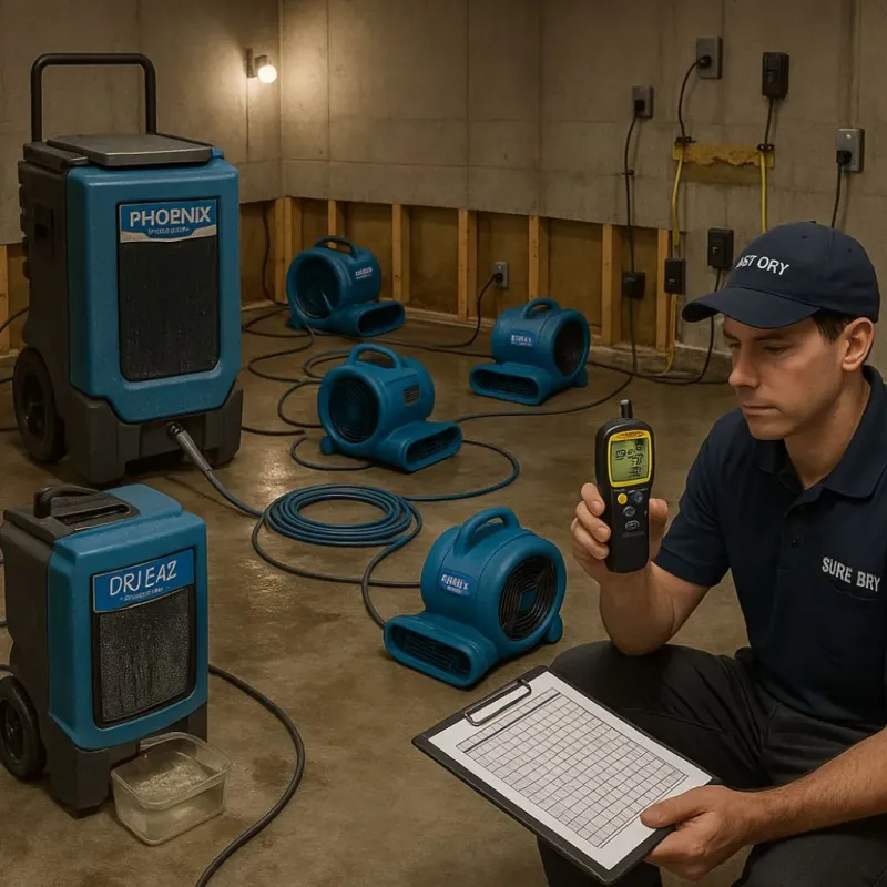 Structural Drying and Dehumidification process in Elsberry, MO